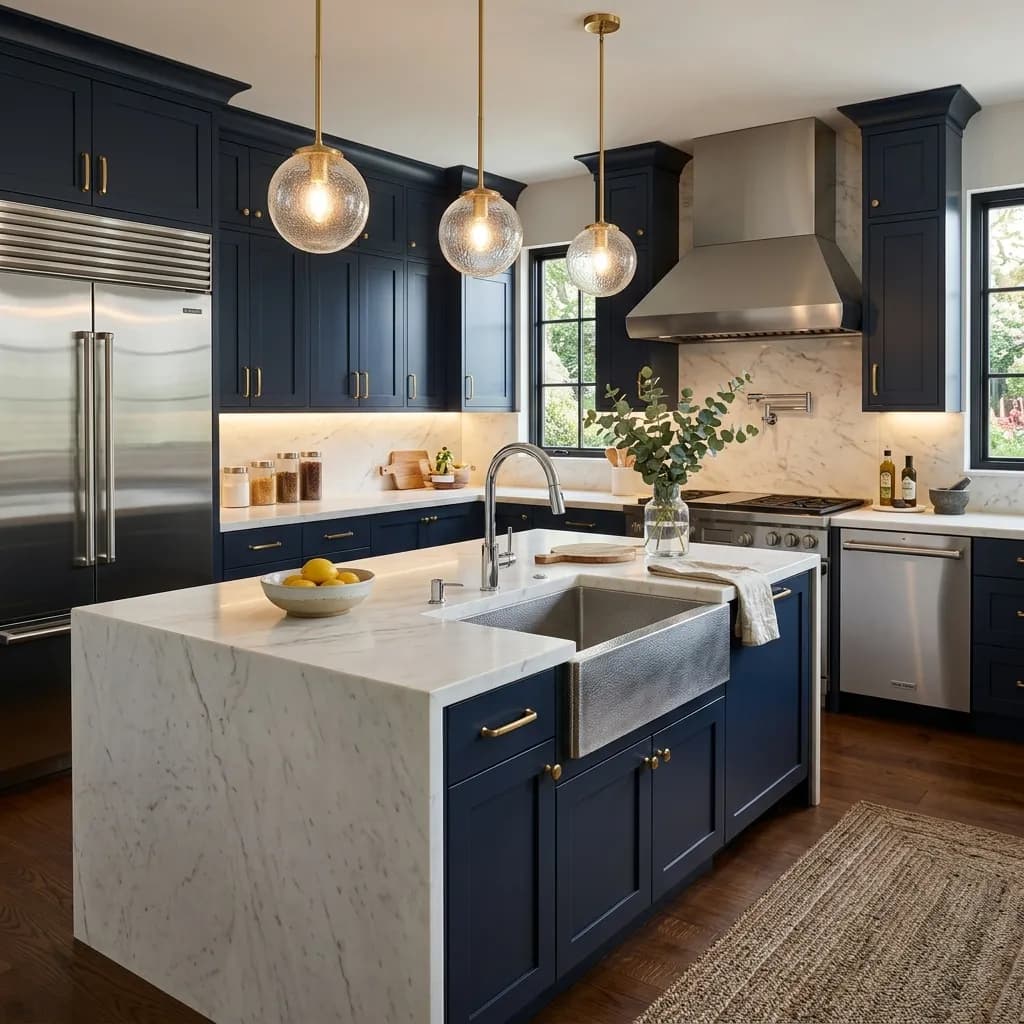 Luxury kitchen with premium plumbing fixtures and appliances